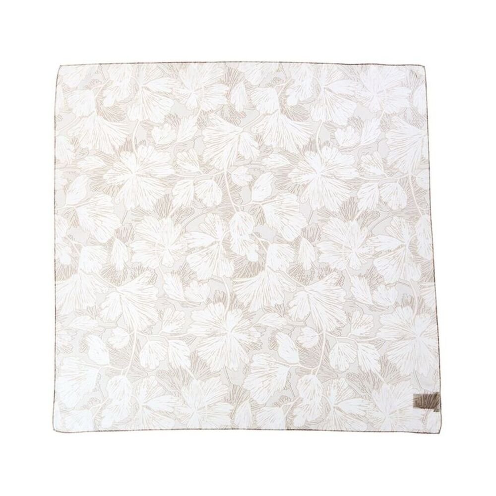Brunello Cucinelli Floral-Printed Square Silk Scarf, Beige